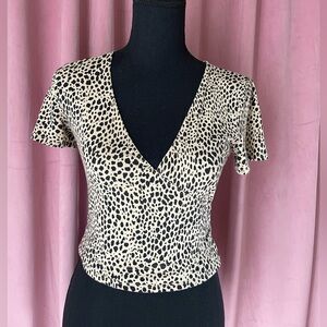 Brandy Melville cream and black rare cheetah wrap top